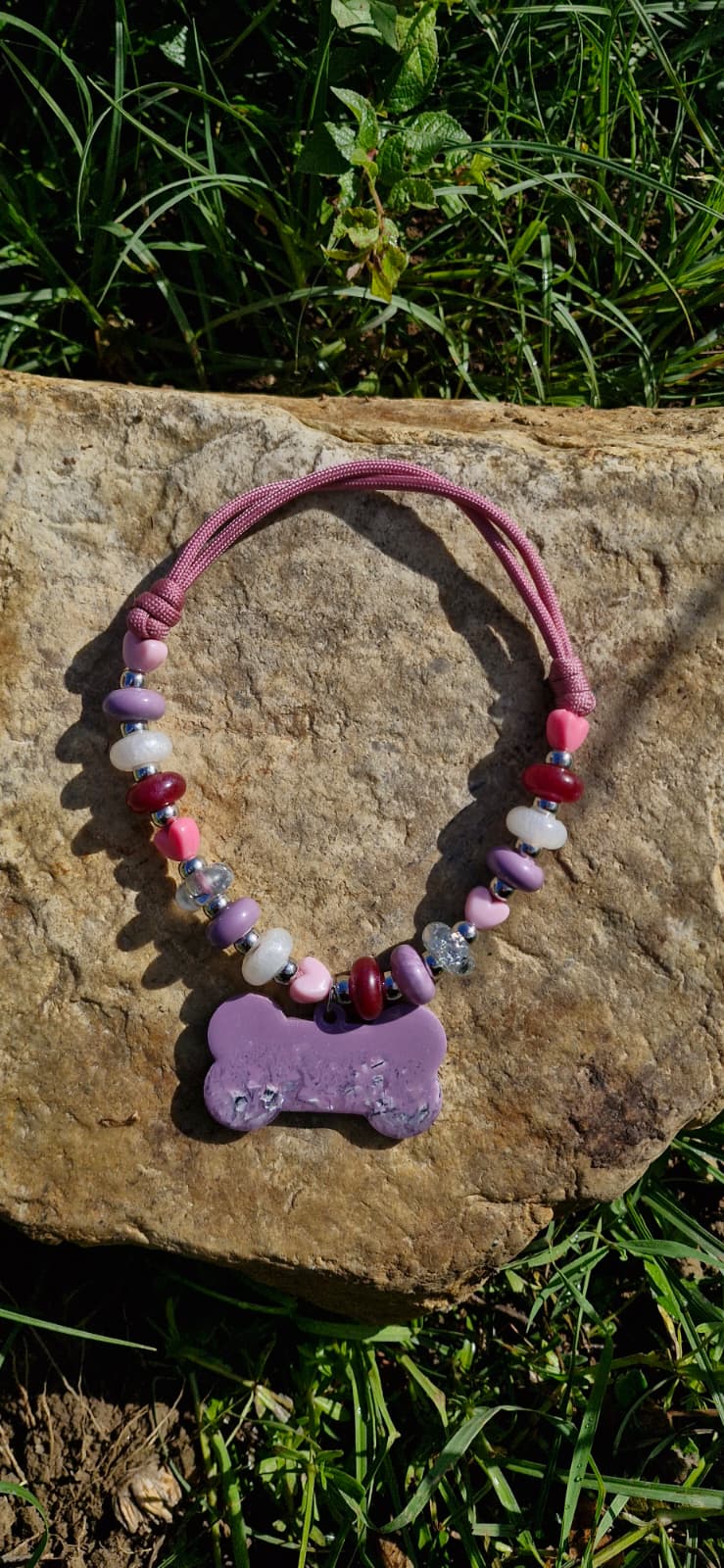 Plüton — Nebula Pink El Yapımı Epoksi Taş Kedi/Köpek Kolyesi
