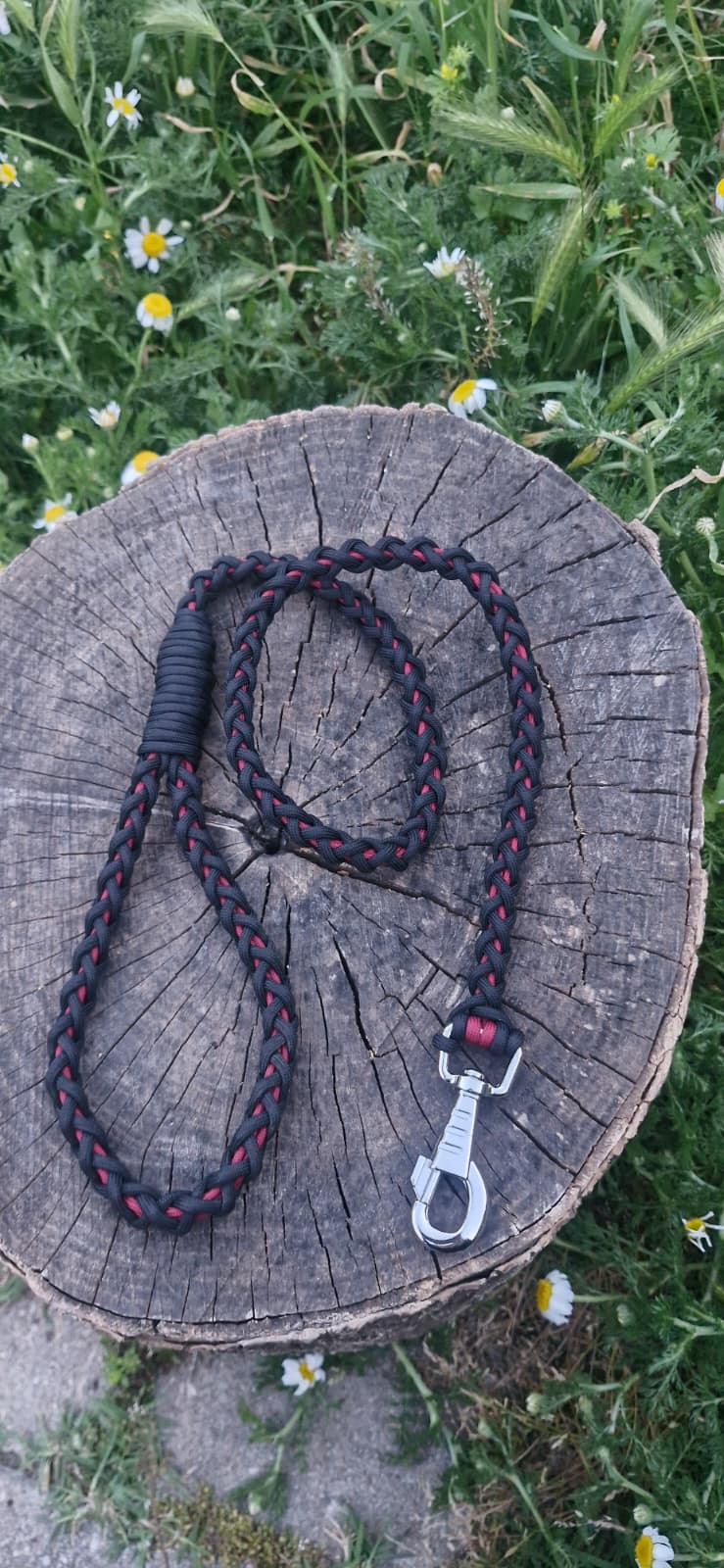 Sirius Crimson — 120 cm Paracord Köpek Gezdirme Kayışı | El Örgü Dayanıklı Tasarım