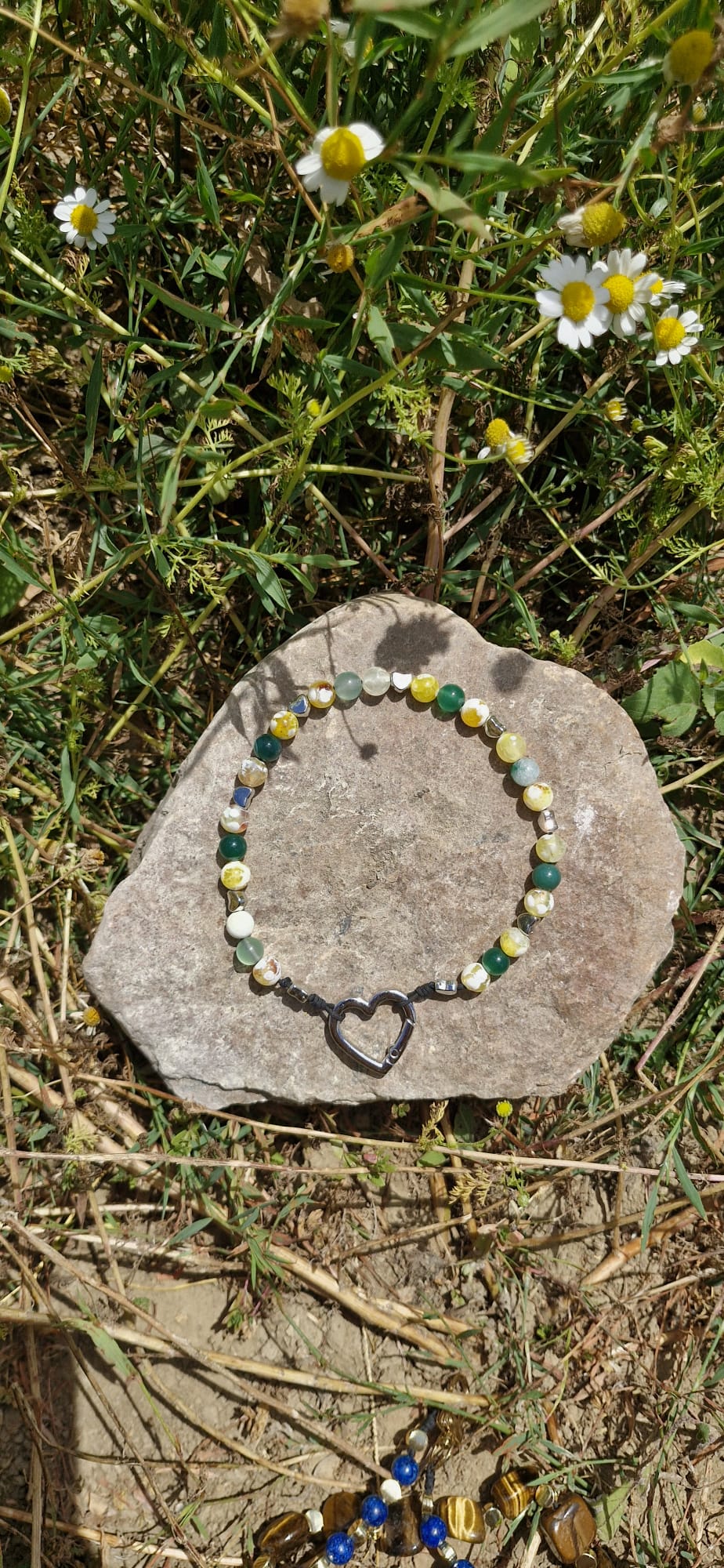 Doğanın Uyumu – Sarı & Yeşil Akik Doğal Taş Kedi/Köpek Kolyesi